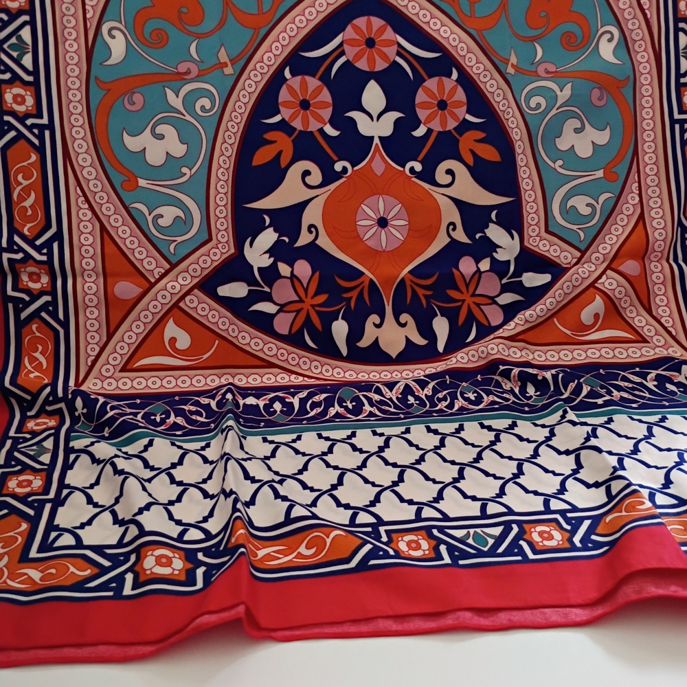 Ornate Medallion Print Silk Scarf